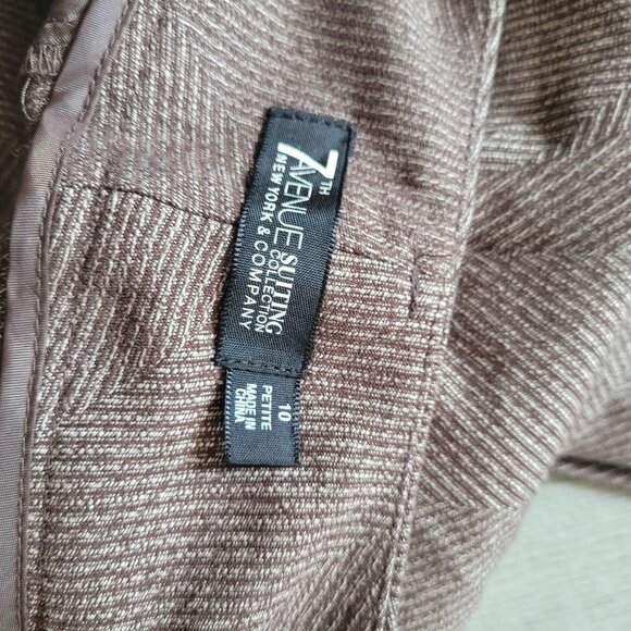 7th Avenue Suiting Collection NY&C Womens Petite Size 10 Brown Herringbone Trous - Picture 4 of 4